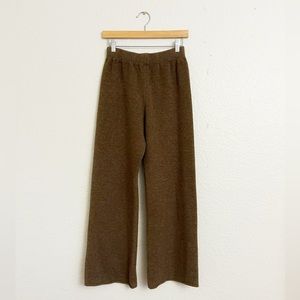 Brown Knit Wide Leg Pants
